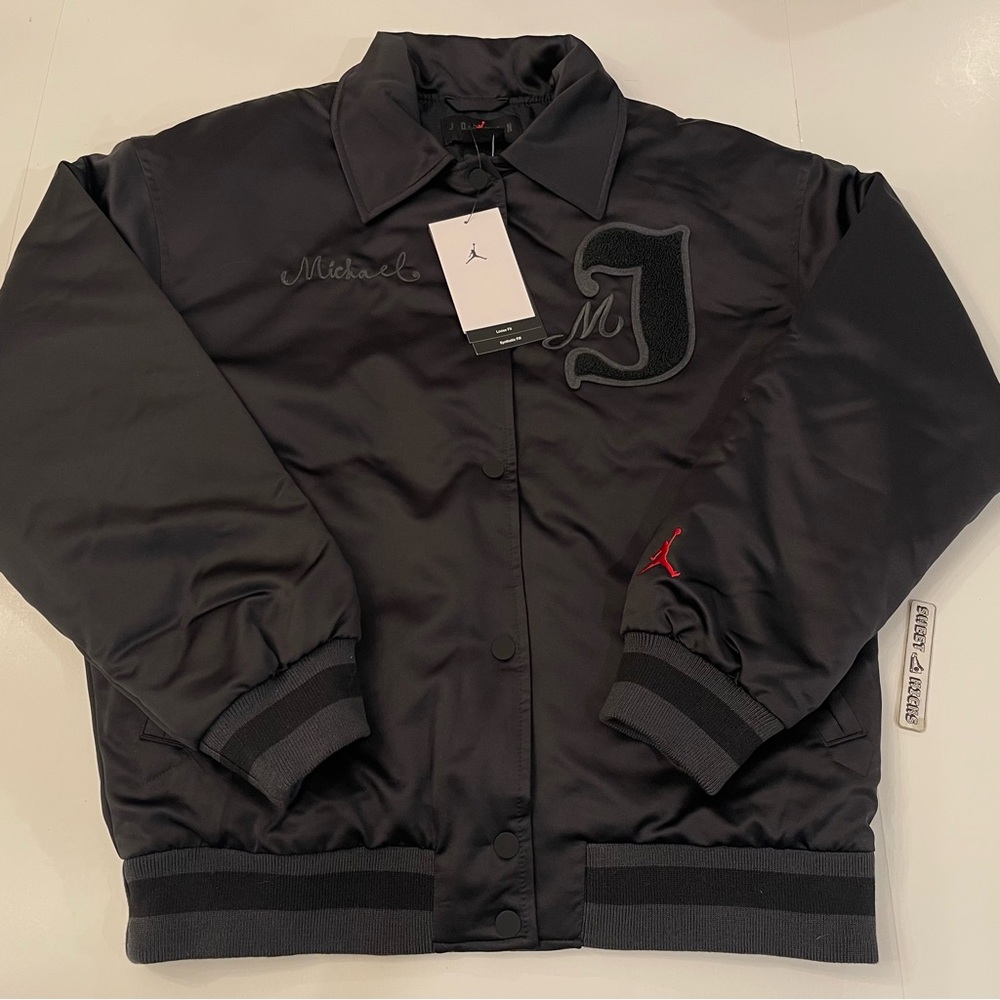 Nike Air Jordan Black Varsity Bomber Jacket